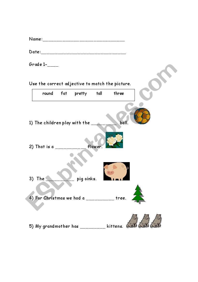 adjective review worksheet