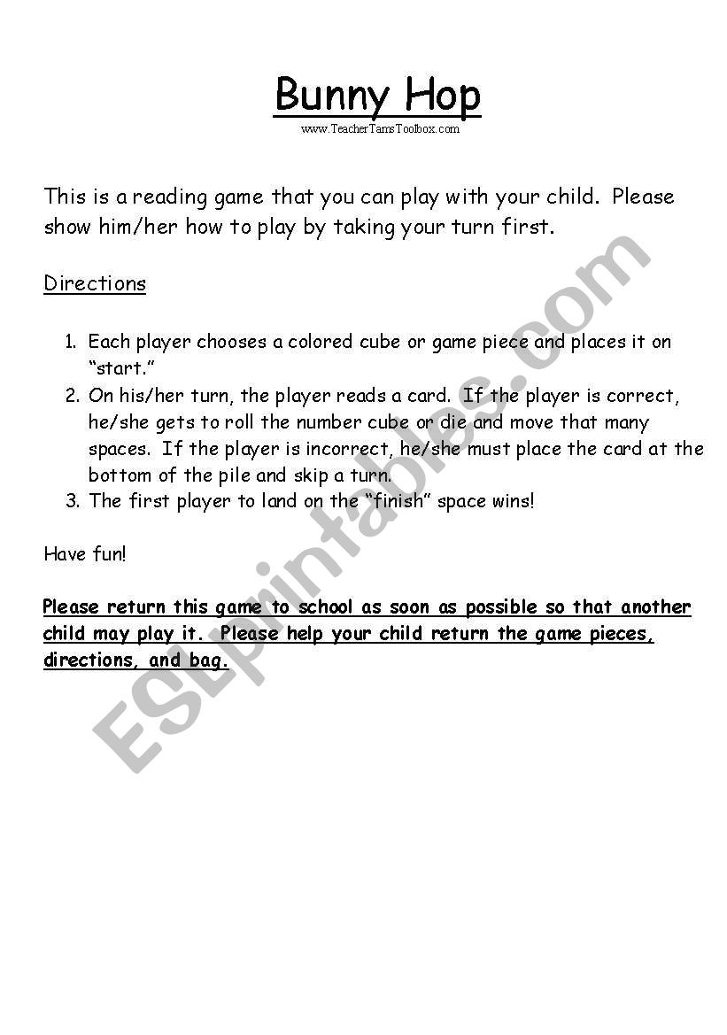 Reading Game for Preschool and Kindergarten--CVC words, pages 3-6 of 6