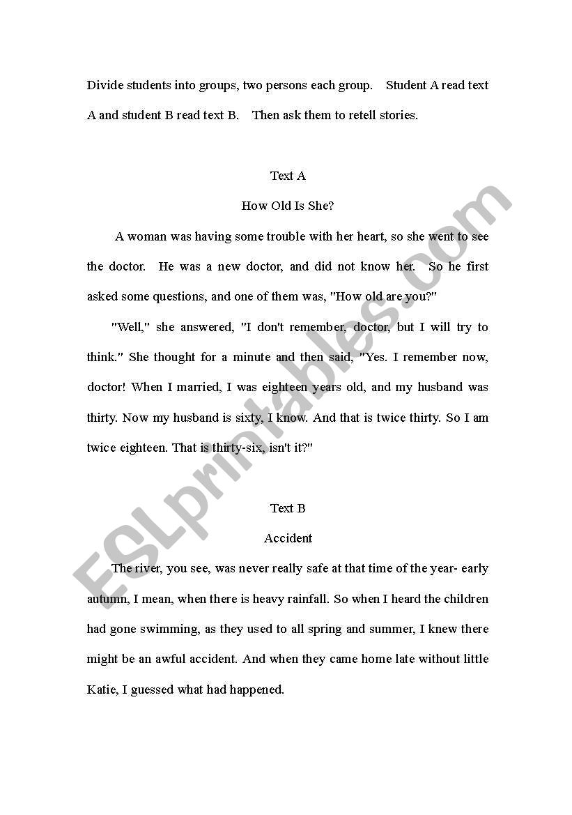 Retell stories worksheet