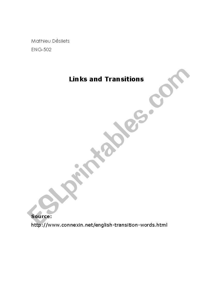 Links and transitions - keywords