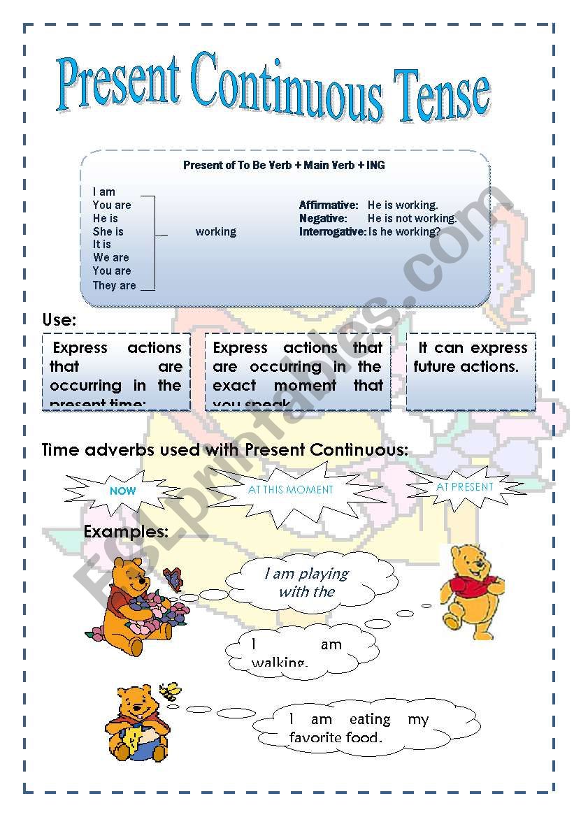 Present Continuous - rules and exercise