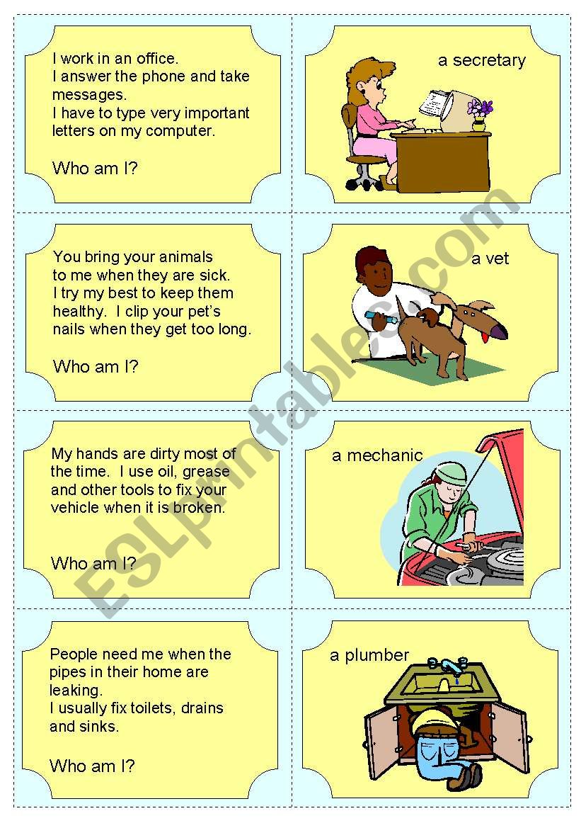 Occupation Riddles worksheet