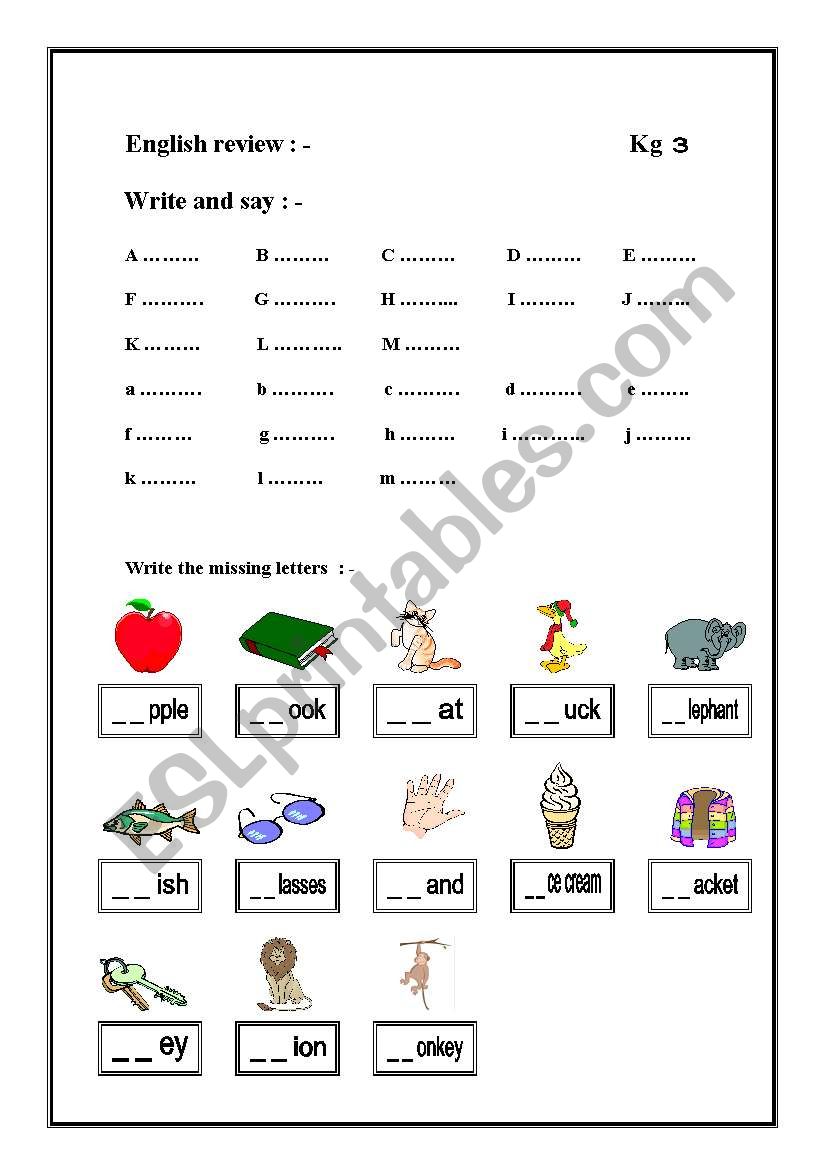 english worksheets kg2 worksheet
