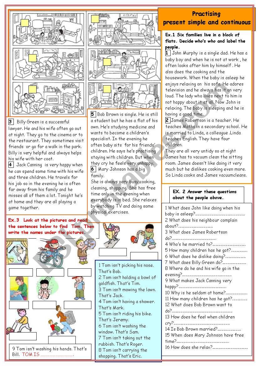 Practising present simple and continuous