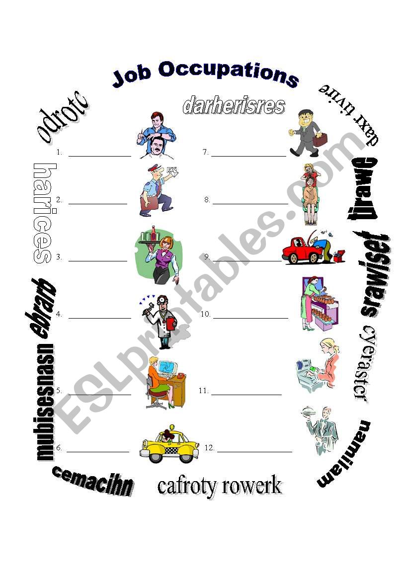 Scramble Job Occupations  worksheet