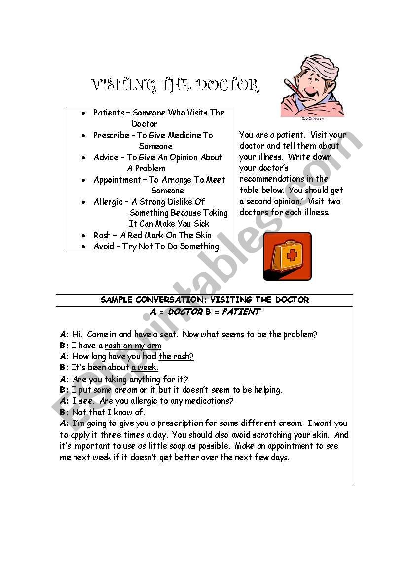 Patients Role Play card  worksheet