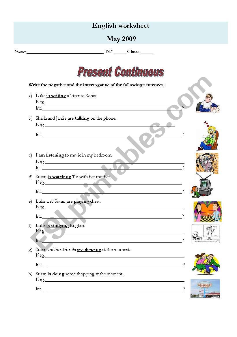 Present Continuous -practice activity