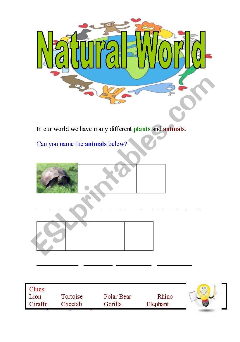 Natural World worksheet