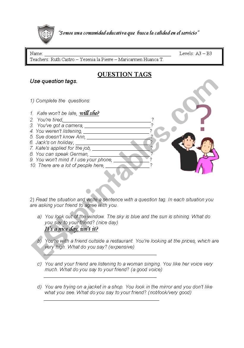 Tag questions worksheet