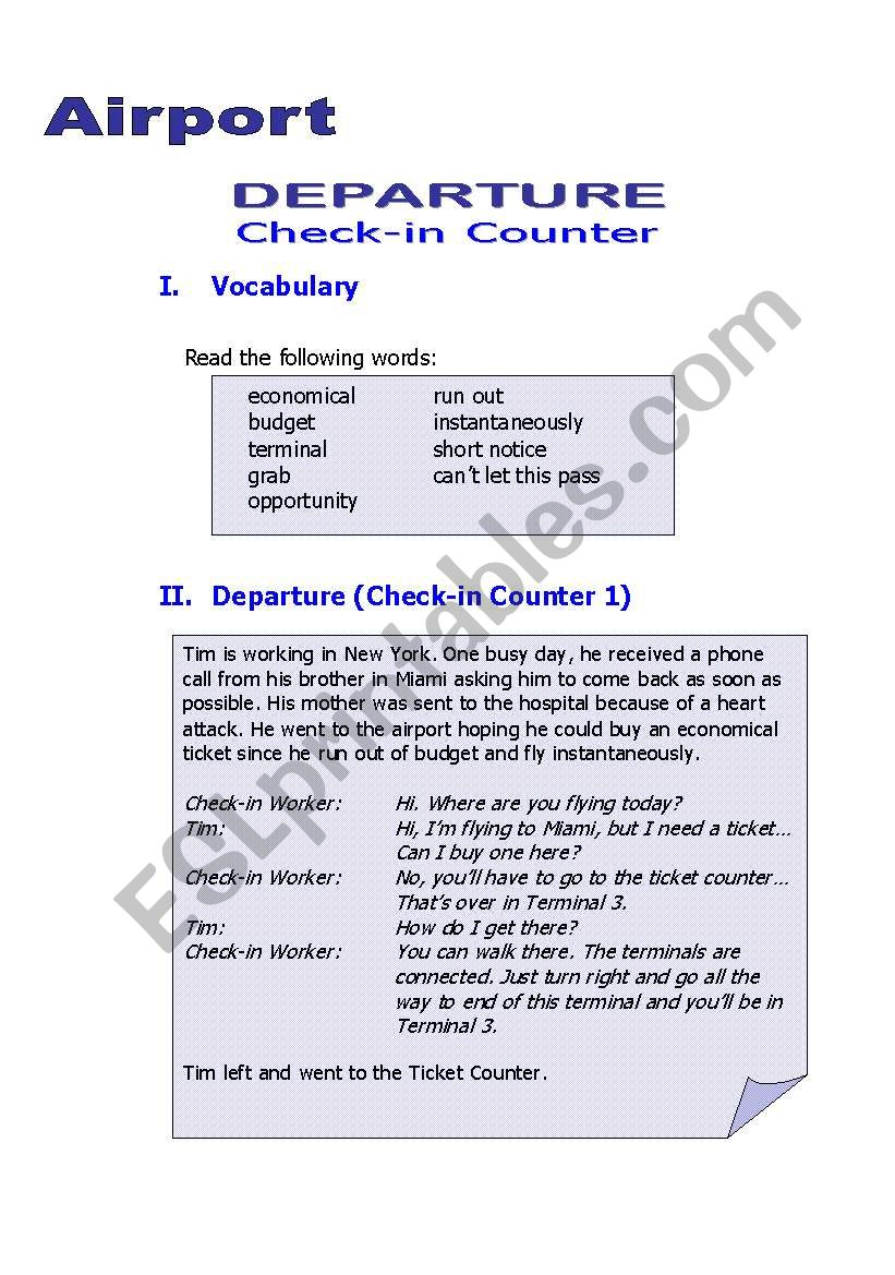 Airport - Check in Counter Conversation