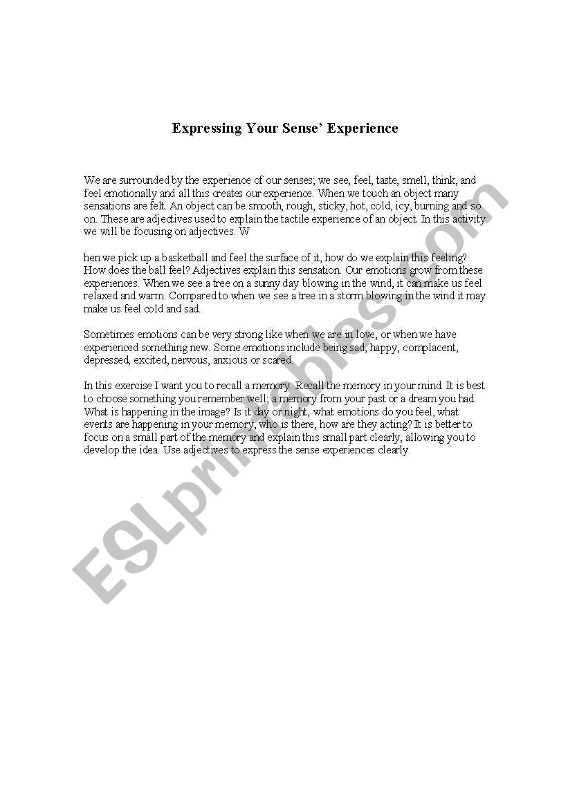 Adjectives and Descriptive Writing