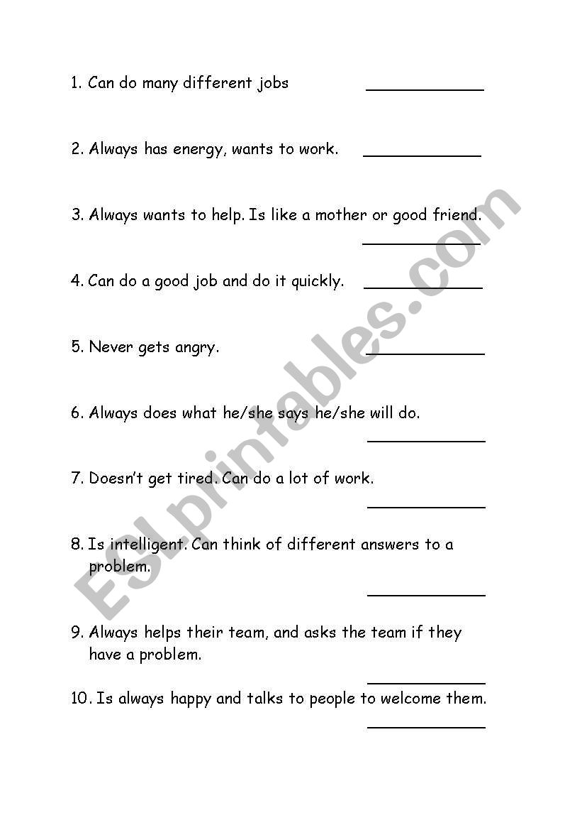 vocab for job interviews and application forms Entry level 1-2