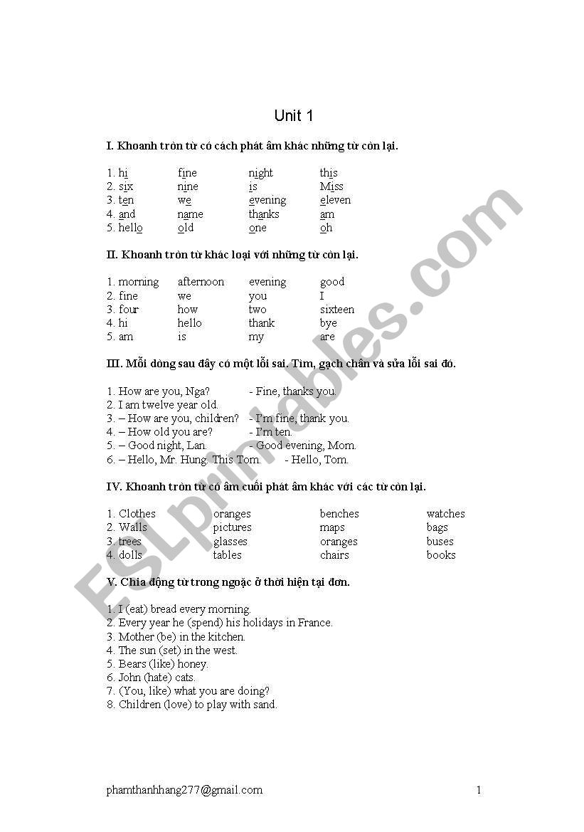 Exercises for Grade 5 worksheet