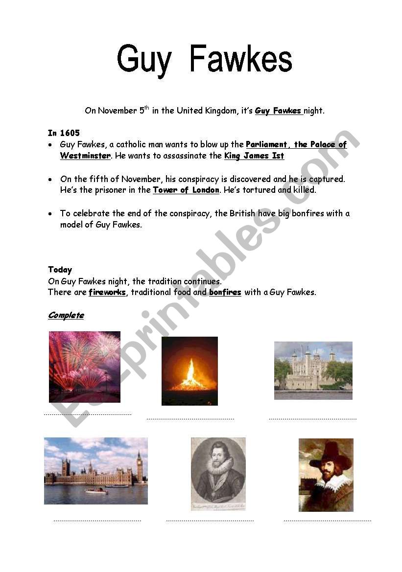 GUY FAWKES NIGHT worksheet