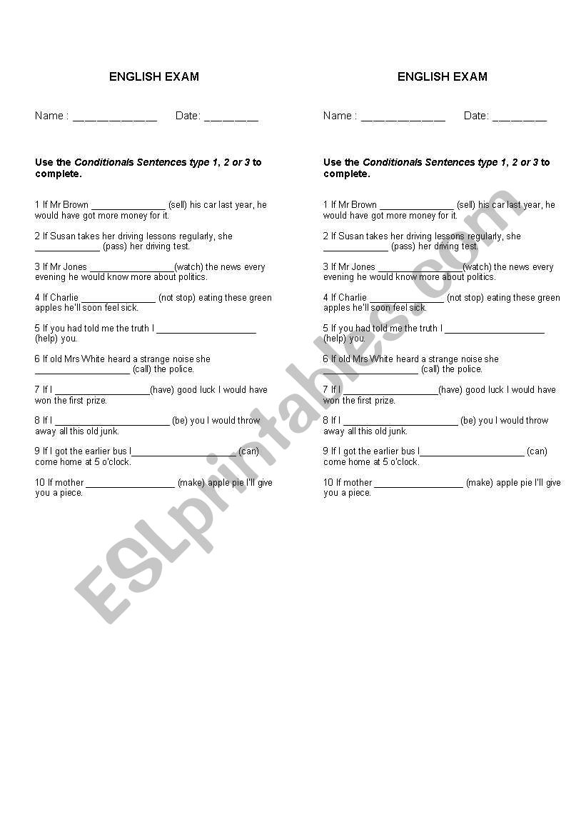 CONDITIONAL SENTENCES TYPE 1,2,3