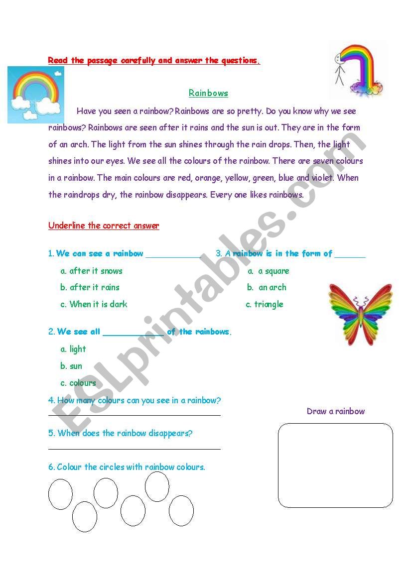 Reading comprehension worksheet