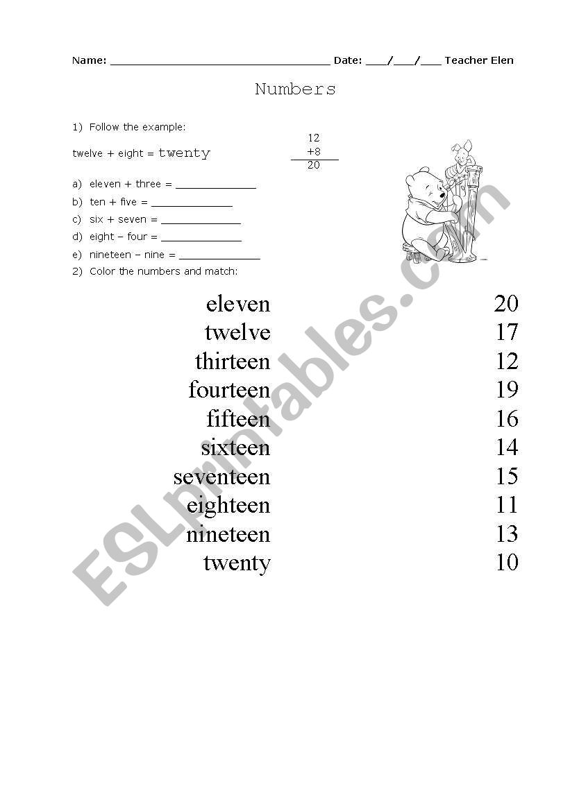 Number worksheet