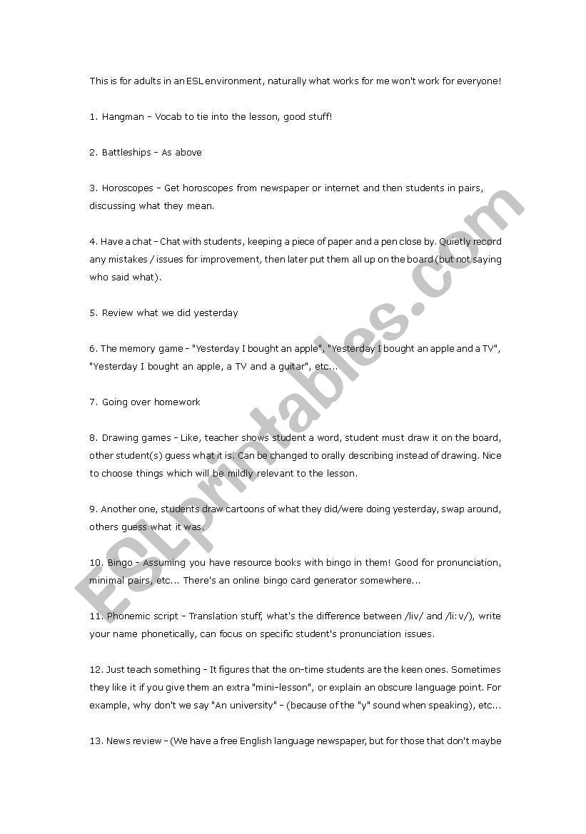 15 things to do while warming up