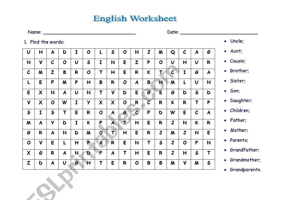 Family  worksheet