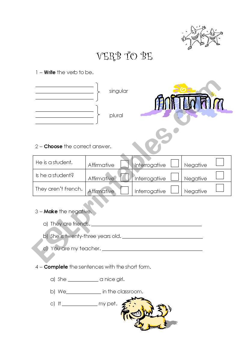 Verb to be worksheet