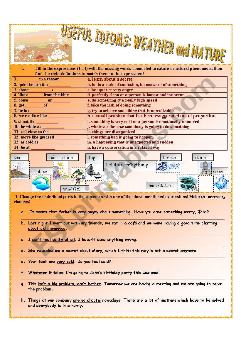 Weather and Natural Phenomena Idioms