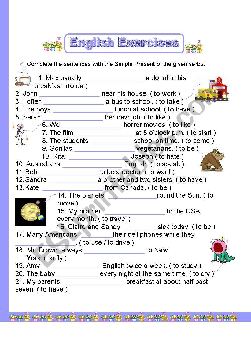 Exercises - Simple Present worksheet