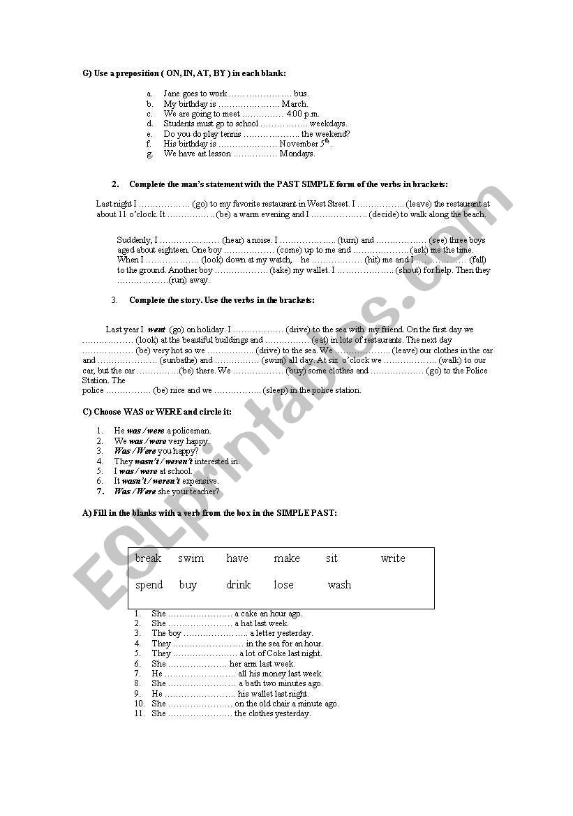 Exam for Adults Beginners worksheet