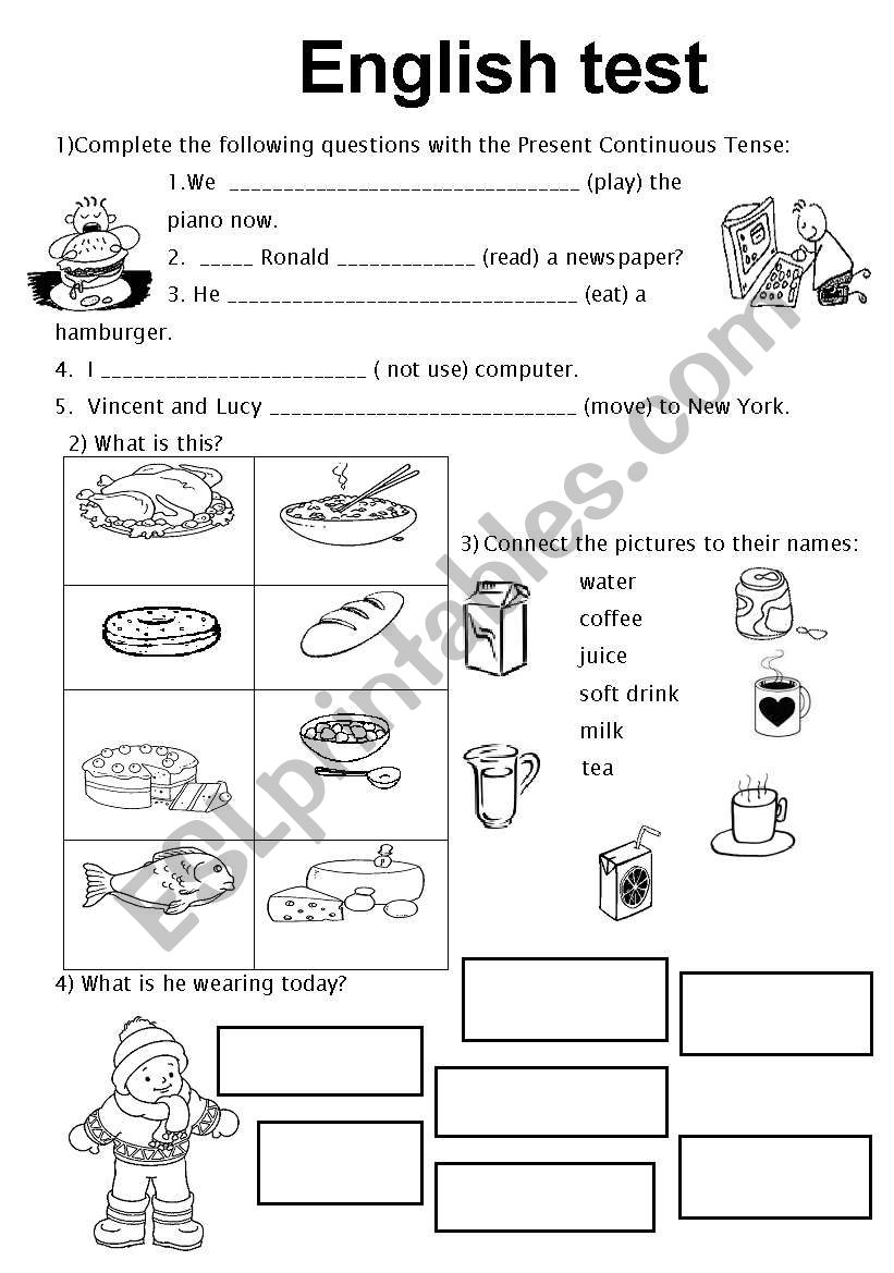 English test worksheet