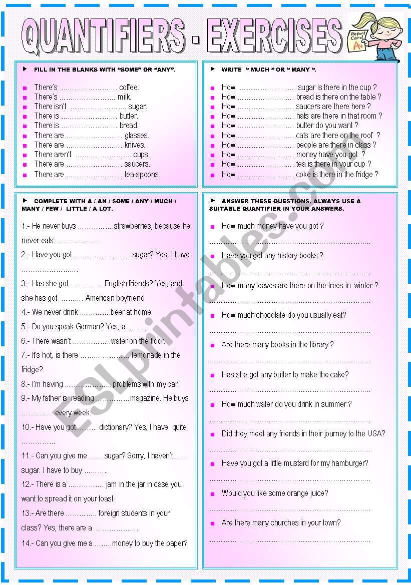 QUANTIFIERS worksheet