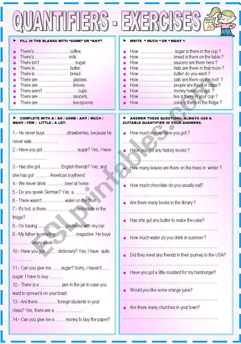 QUANTIFIERS worksheet