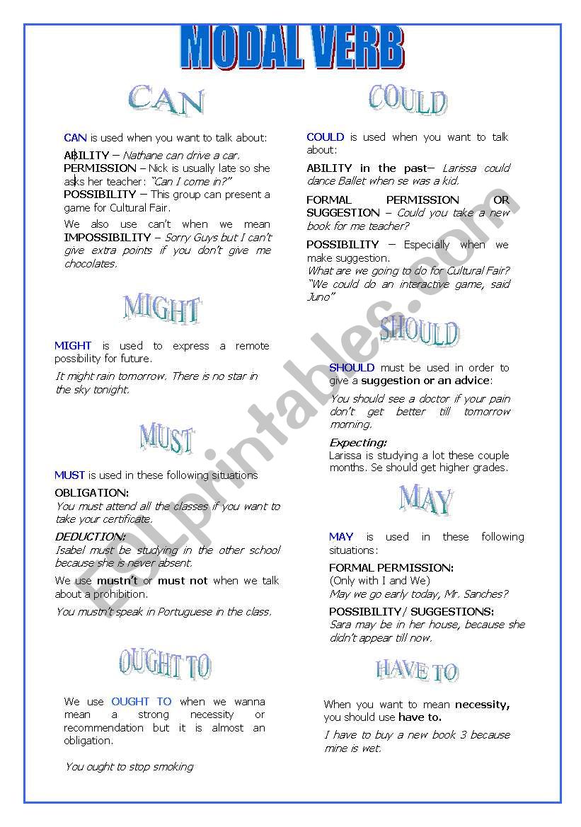 MODAL VERBS worksheet