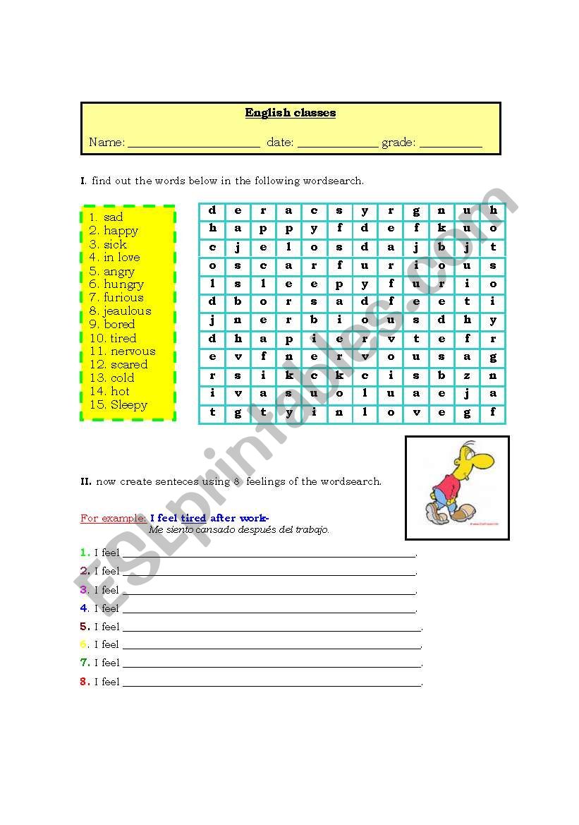 feelings  worksheet