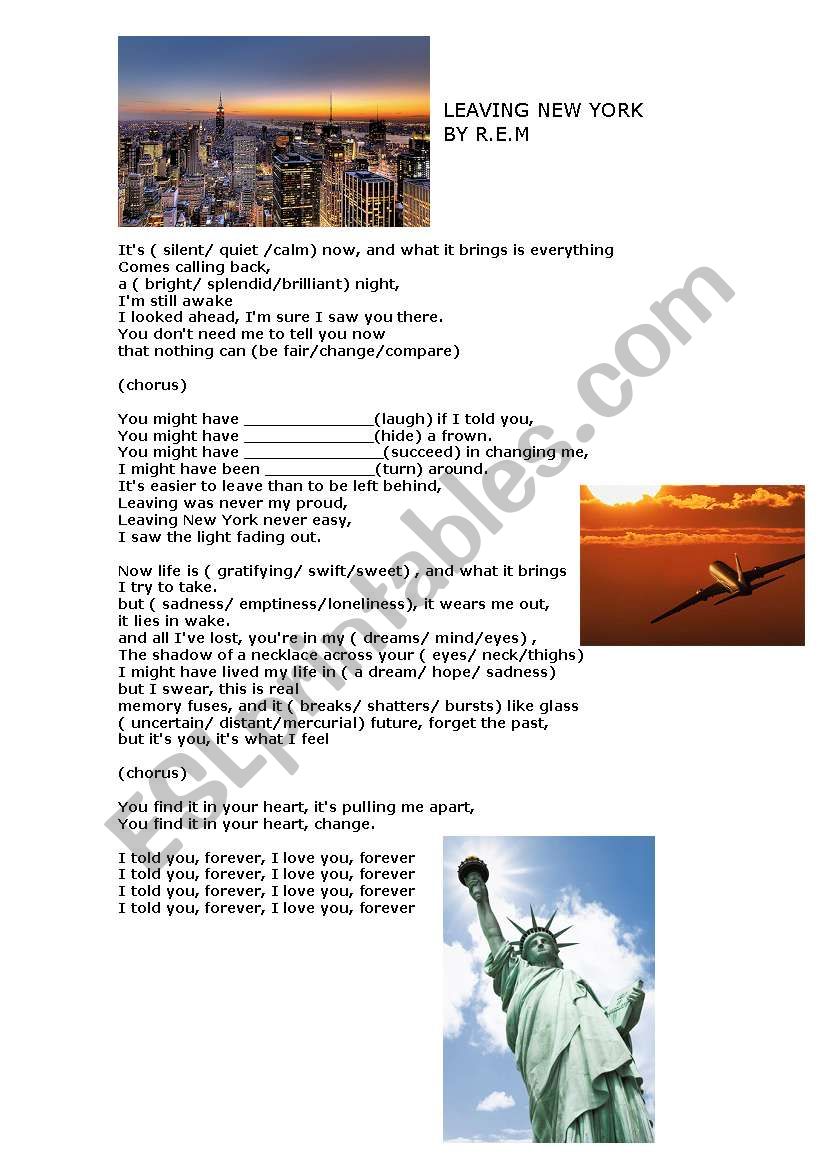 Leaving New York by R.E.M worksheet