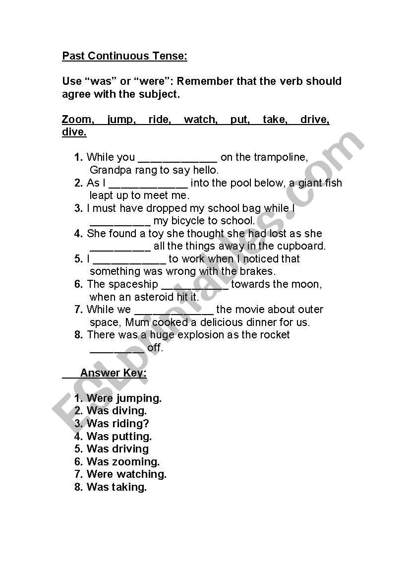 Past Continuous Tense worksheet