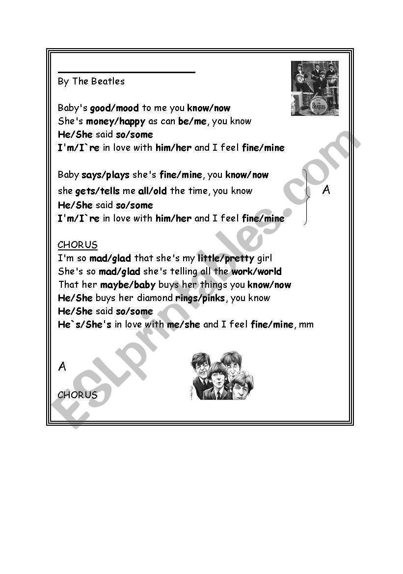 I feel fine worksheet