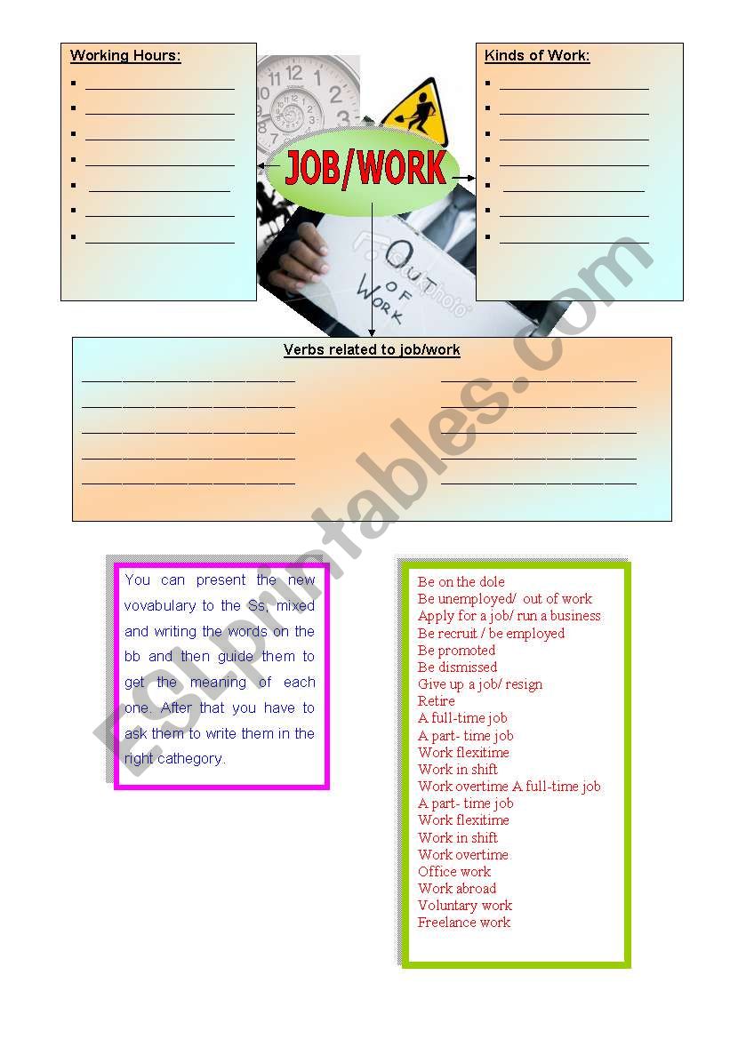 Job and Work worksheet