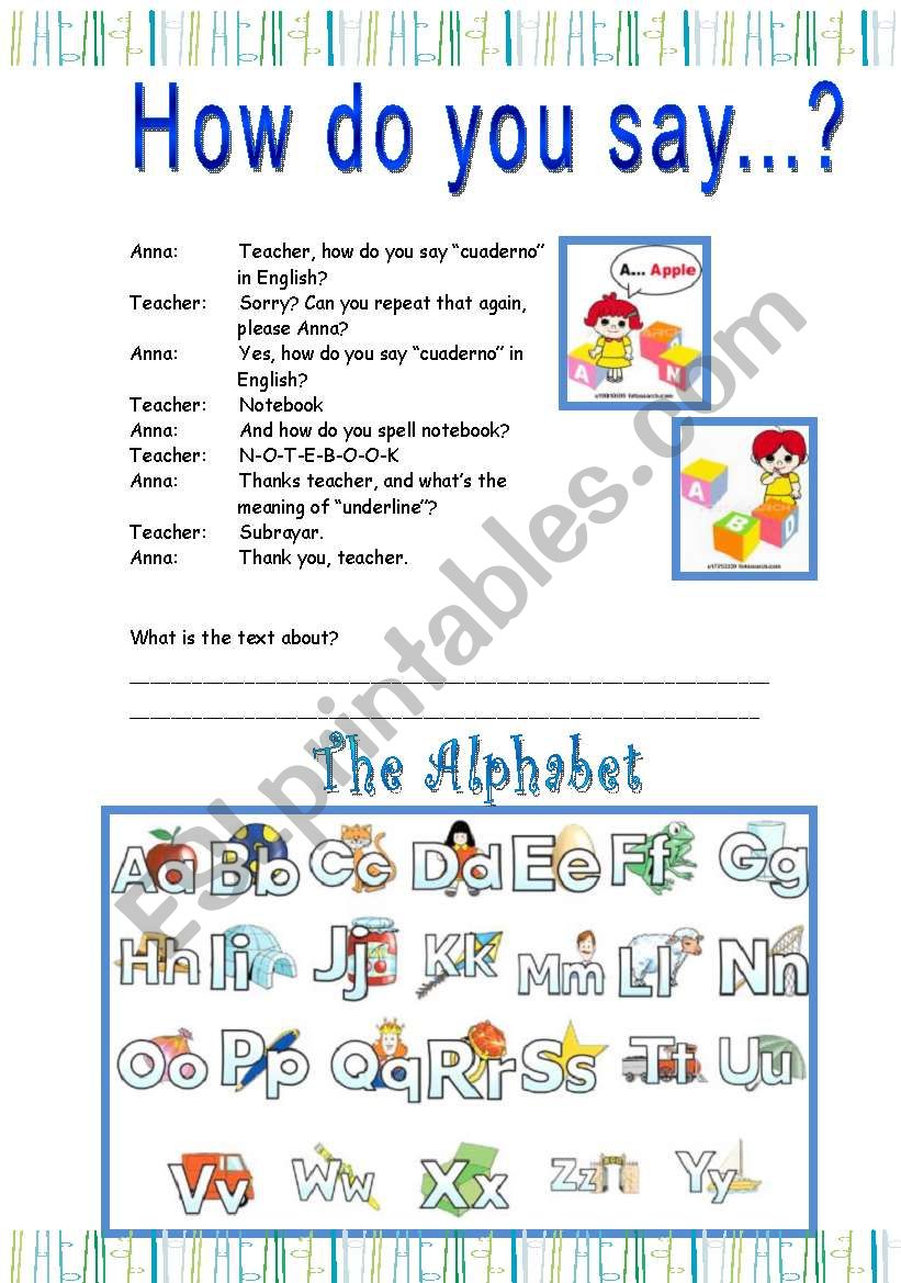 How do you say...?  (2 pages) worksheet