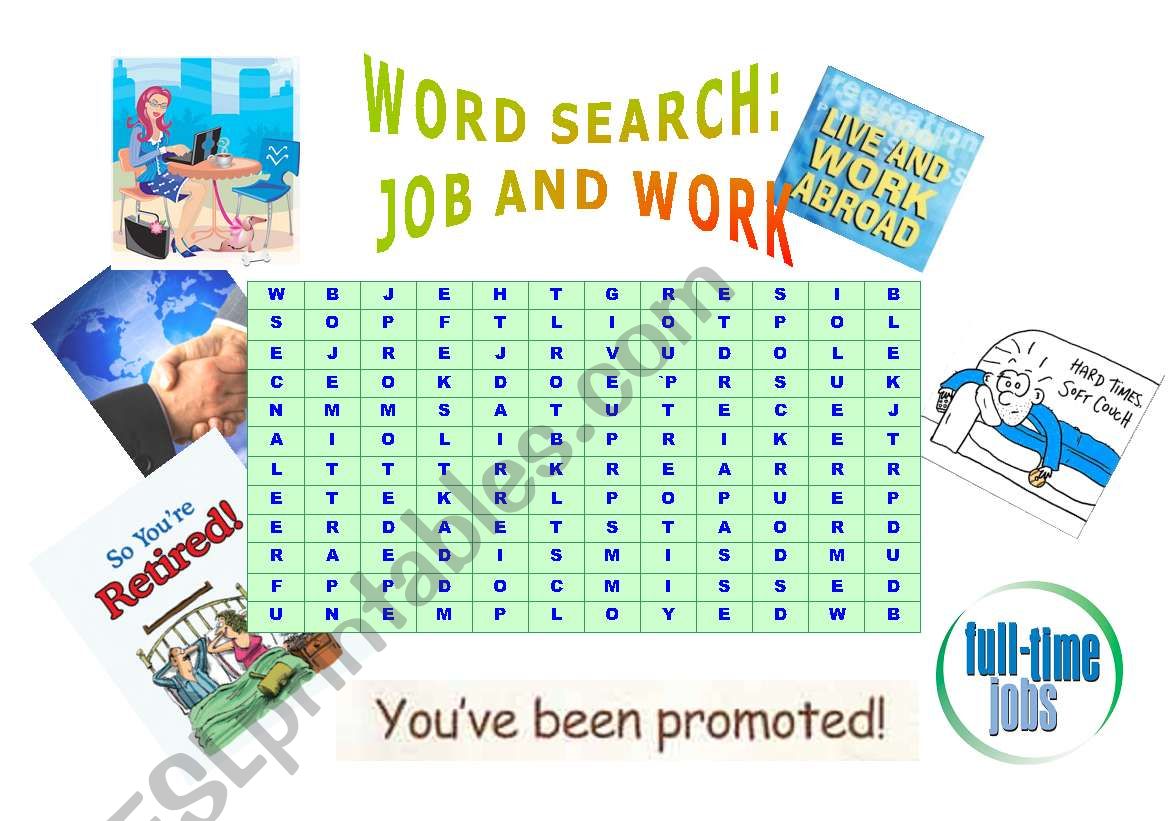 WORK AND JOB  worksheet