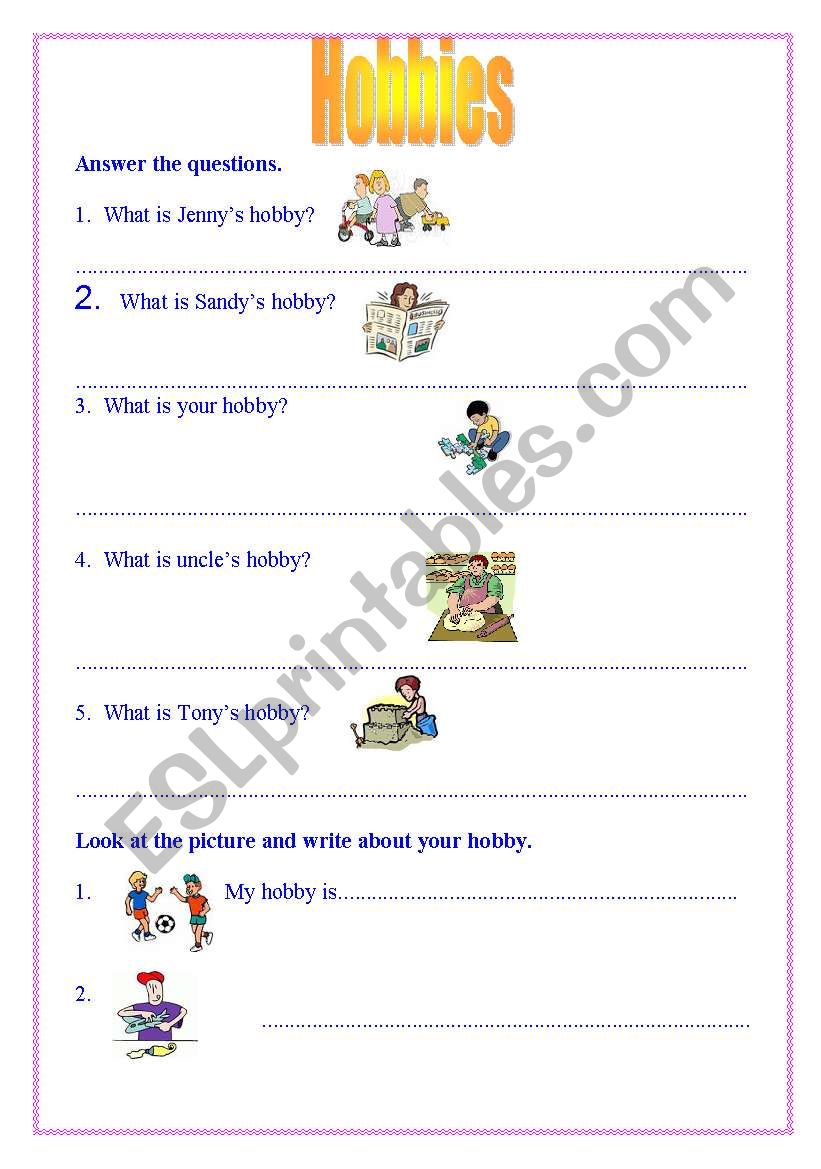 Hobbies worksheet