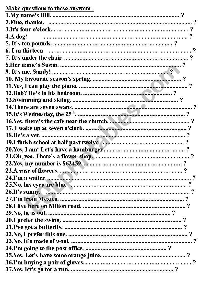 53 CONVERSATIONAL  QUESTIONS worksheet