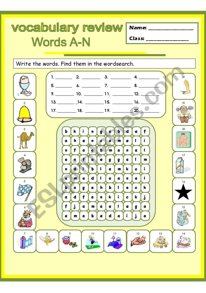 vocabulary review - beginning reading