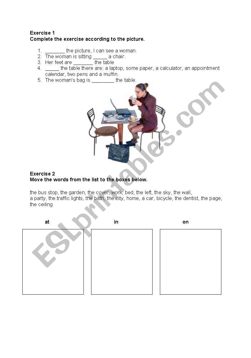 prepositions of place worksheet