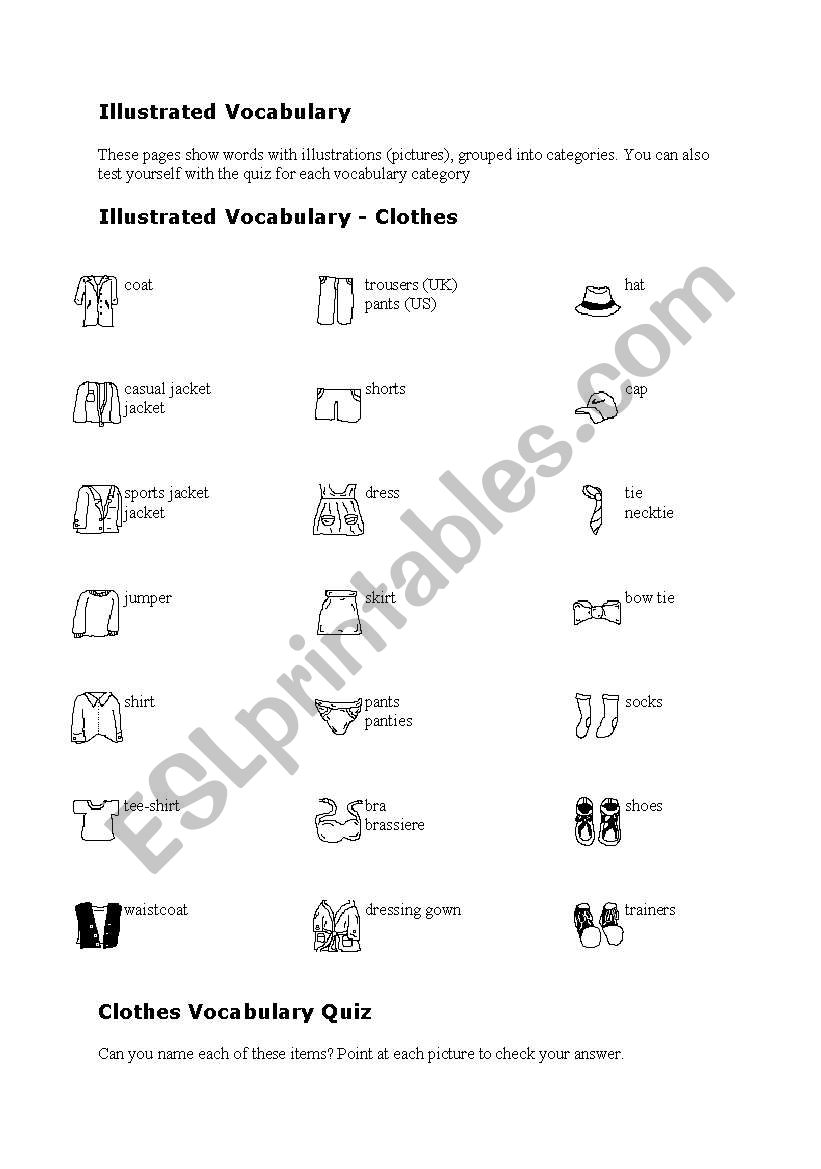 Clothes worksheet