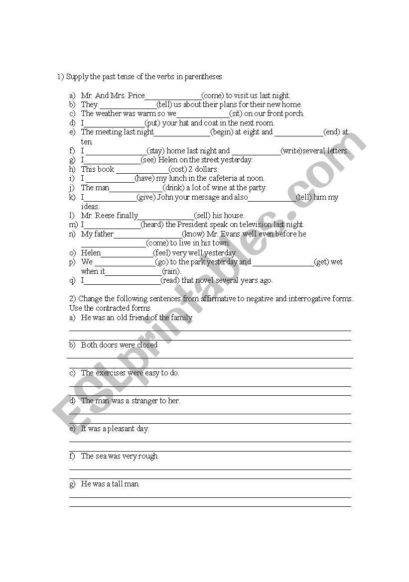 Simple Past worksheet