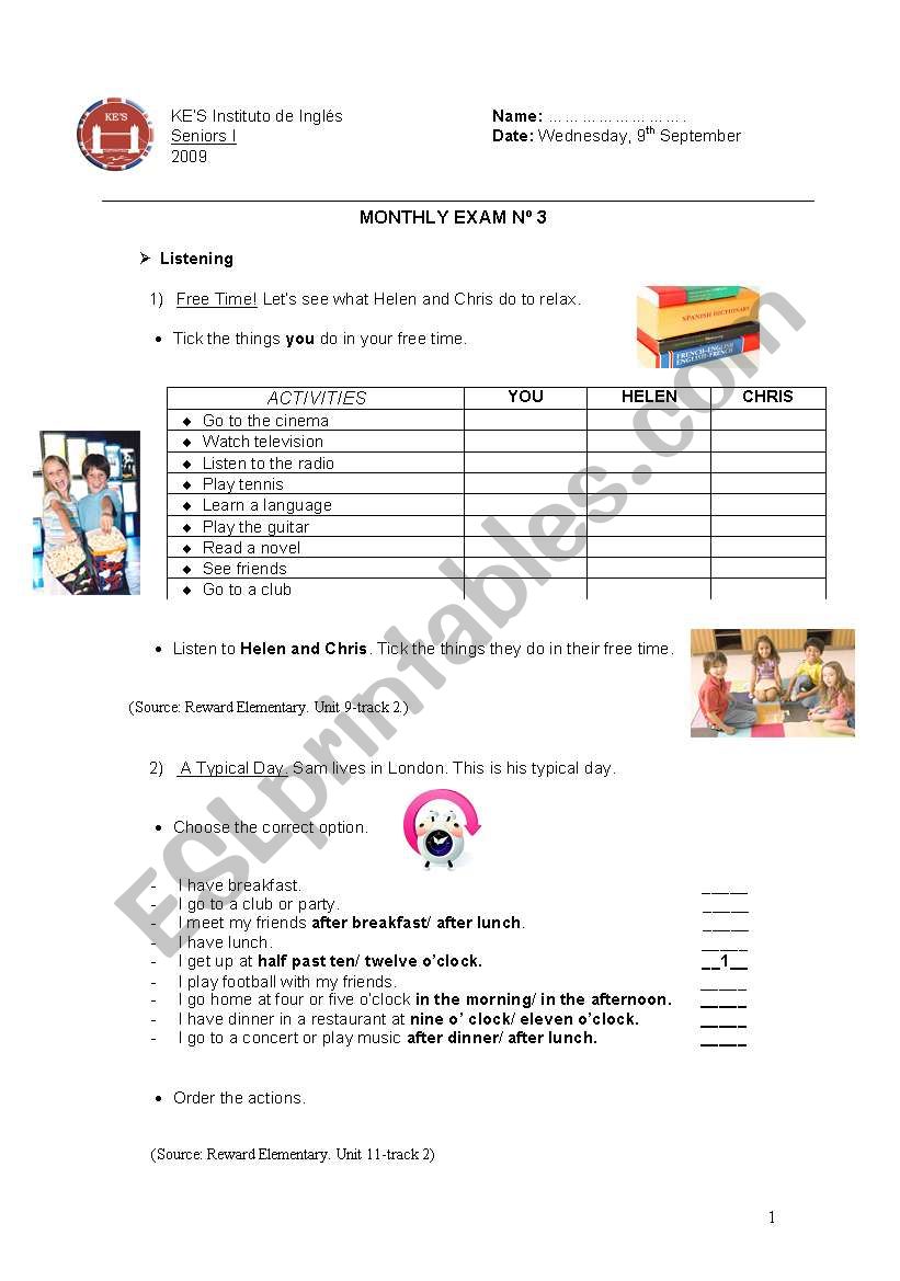 Present Simple- Routines worksheet