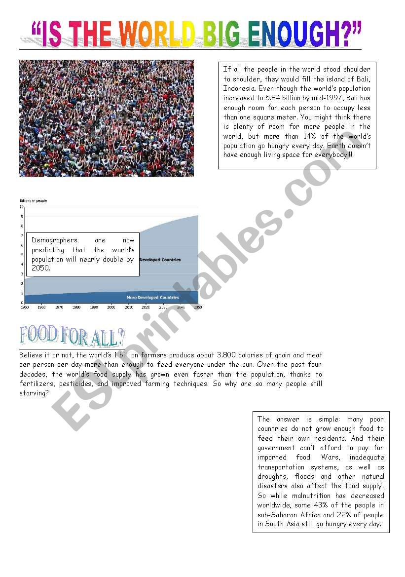 Is the world big enough? worksheet