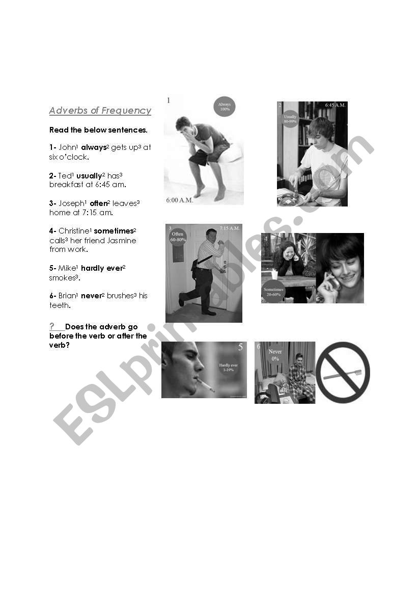 Awareness Raising- adverbs of frequency
