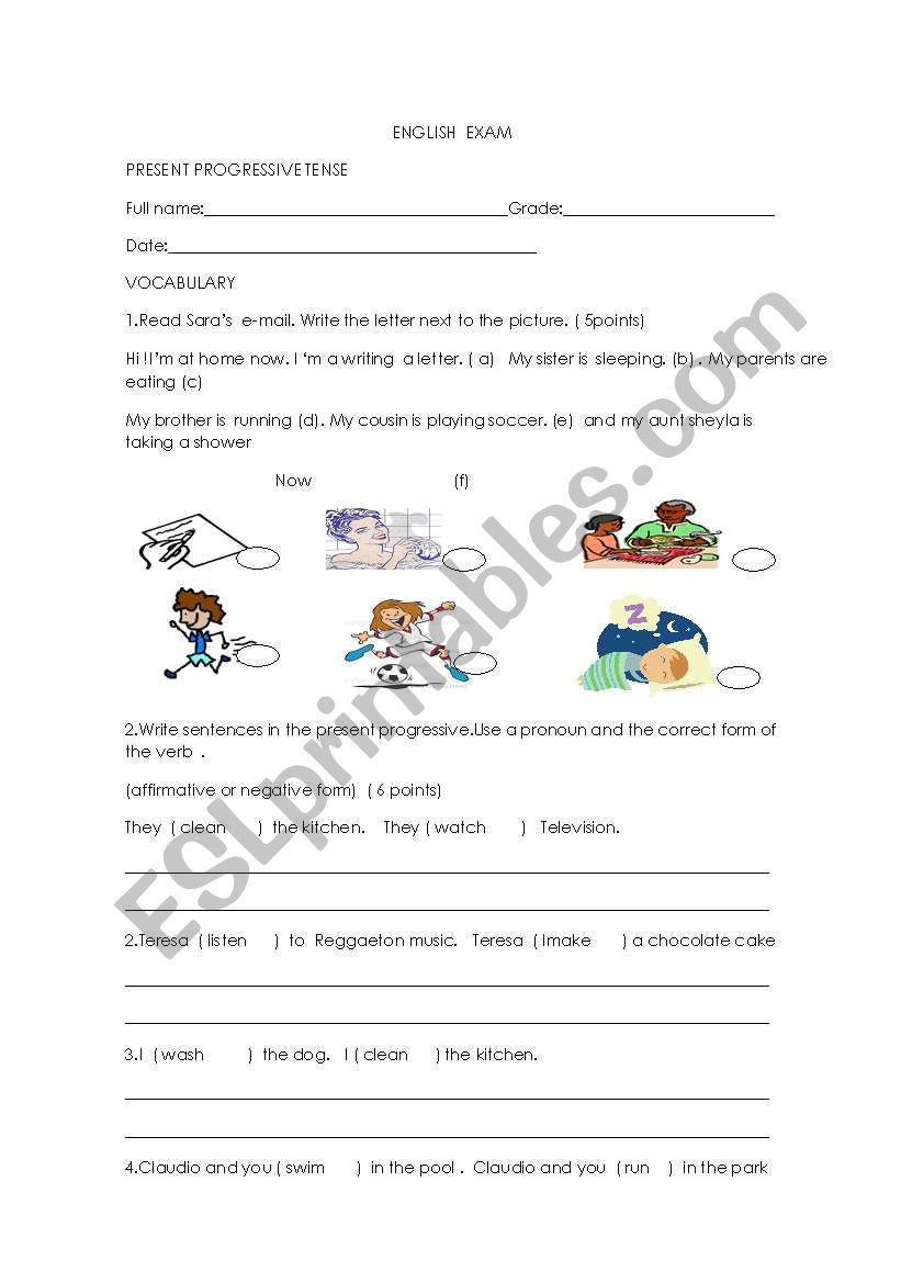 english exam worksheet