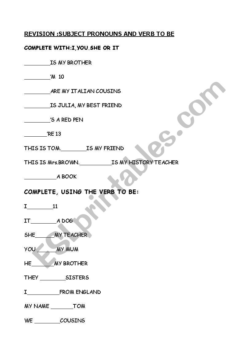 GRAMMAR TEST ABOUT SUBJECT PRONOUNS