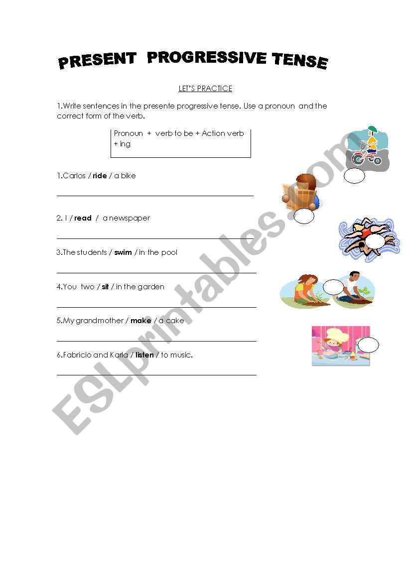 present progressive  worksheet
